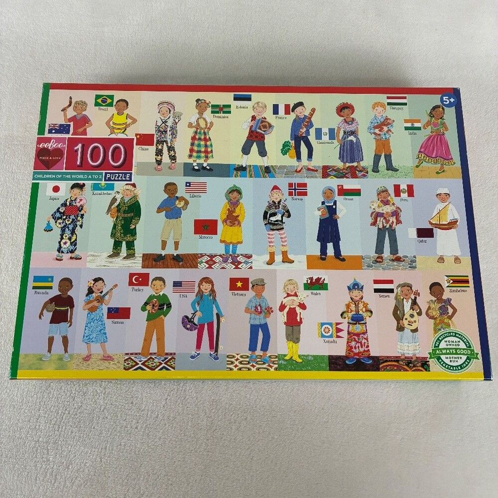 eeBoo Children of the World A to Z Puzzle 100 Piece Jigsaw Educational NEW
